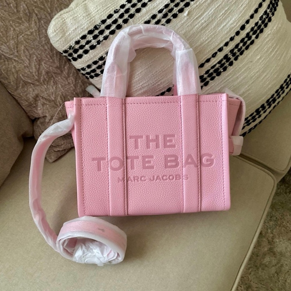marc jacobs pink leather small tote bag